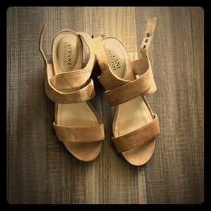 Cream coloured block sandal heels